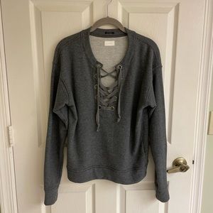 MOTHER cotton sweatshirt with hockey style tie-up